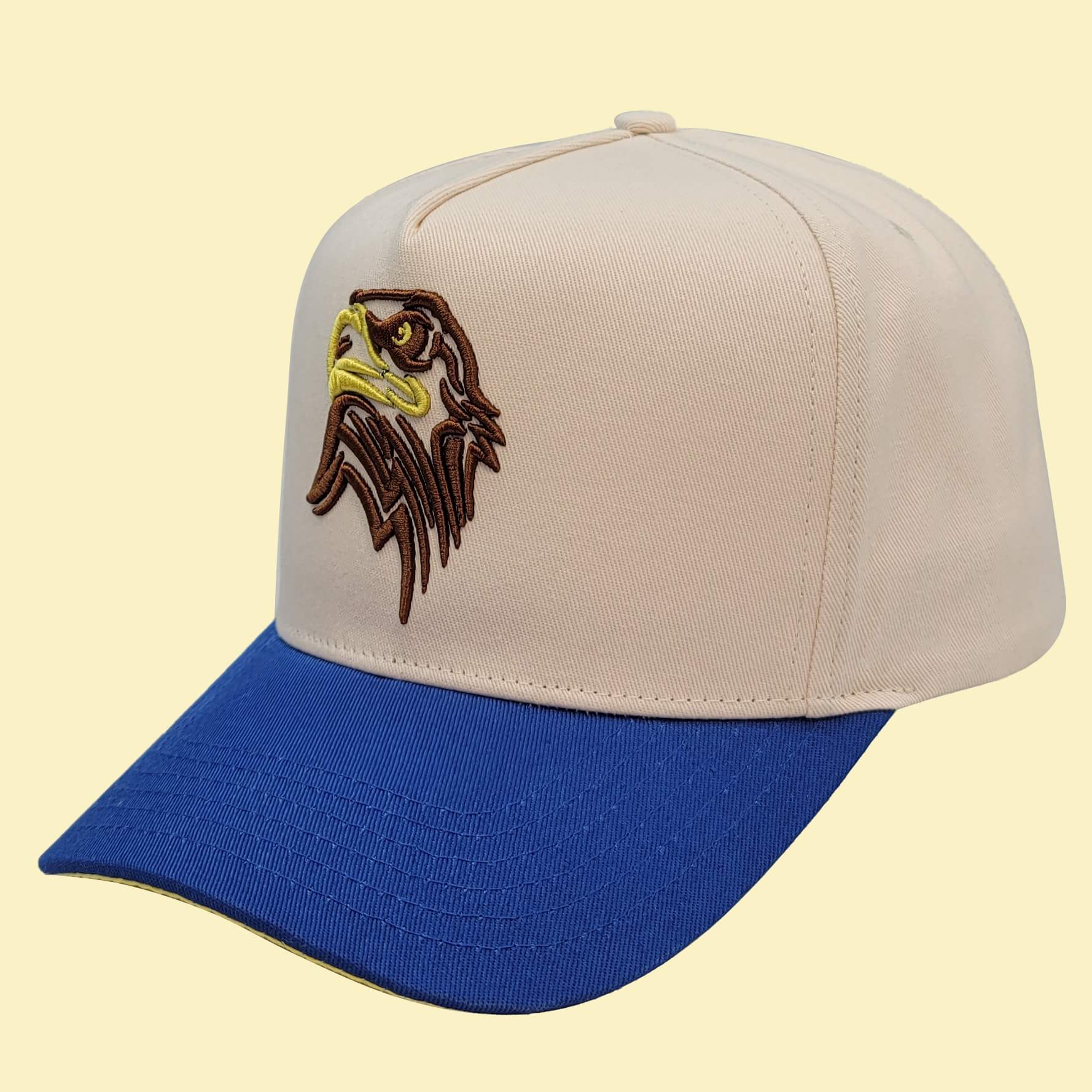 CMC1120 (Custom Design Khaiki Middle Crown 5 Panel Two Tone A Frame Baseball Caps Hats Manufacturer)