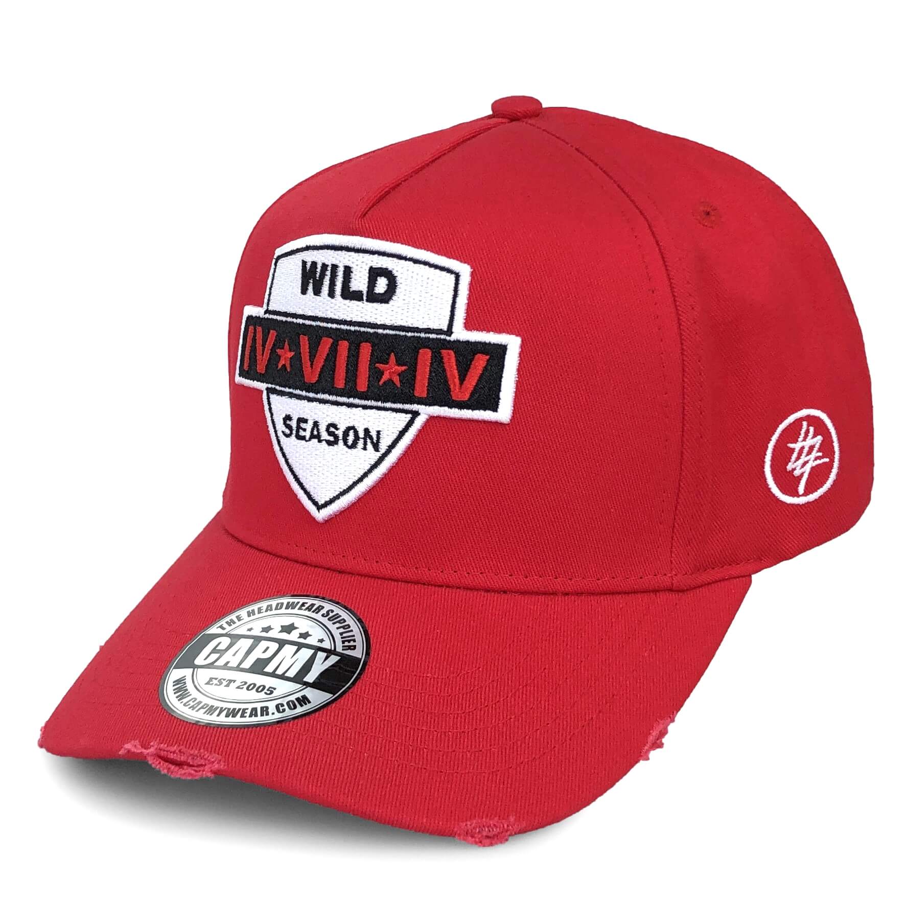 CMC-1126(High Quality Outdoor Red Cotton 5 Panel Caps 3D Embroidery Distressed Vintage Rip Baseball Cap Manufacturer)
