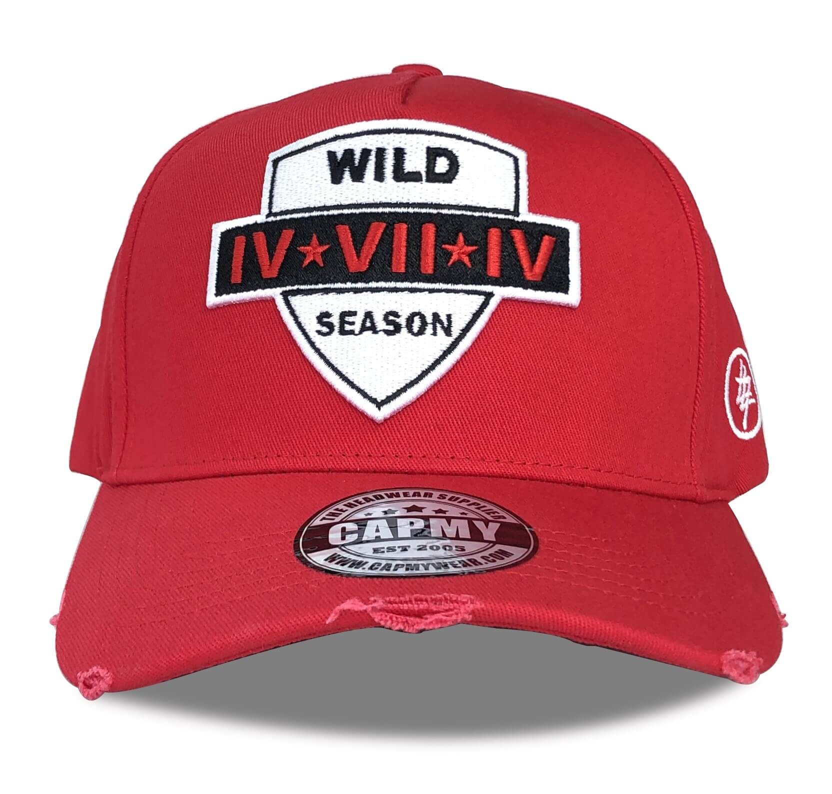 CMC-1126(High Quality Outdoor Red Cotton 5 Panel Caps 3D Embroidery Distressed Vintage Rip Baseball Cap Manufacturer)