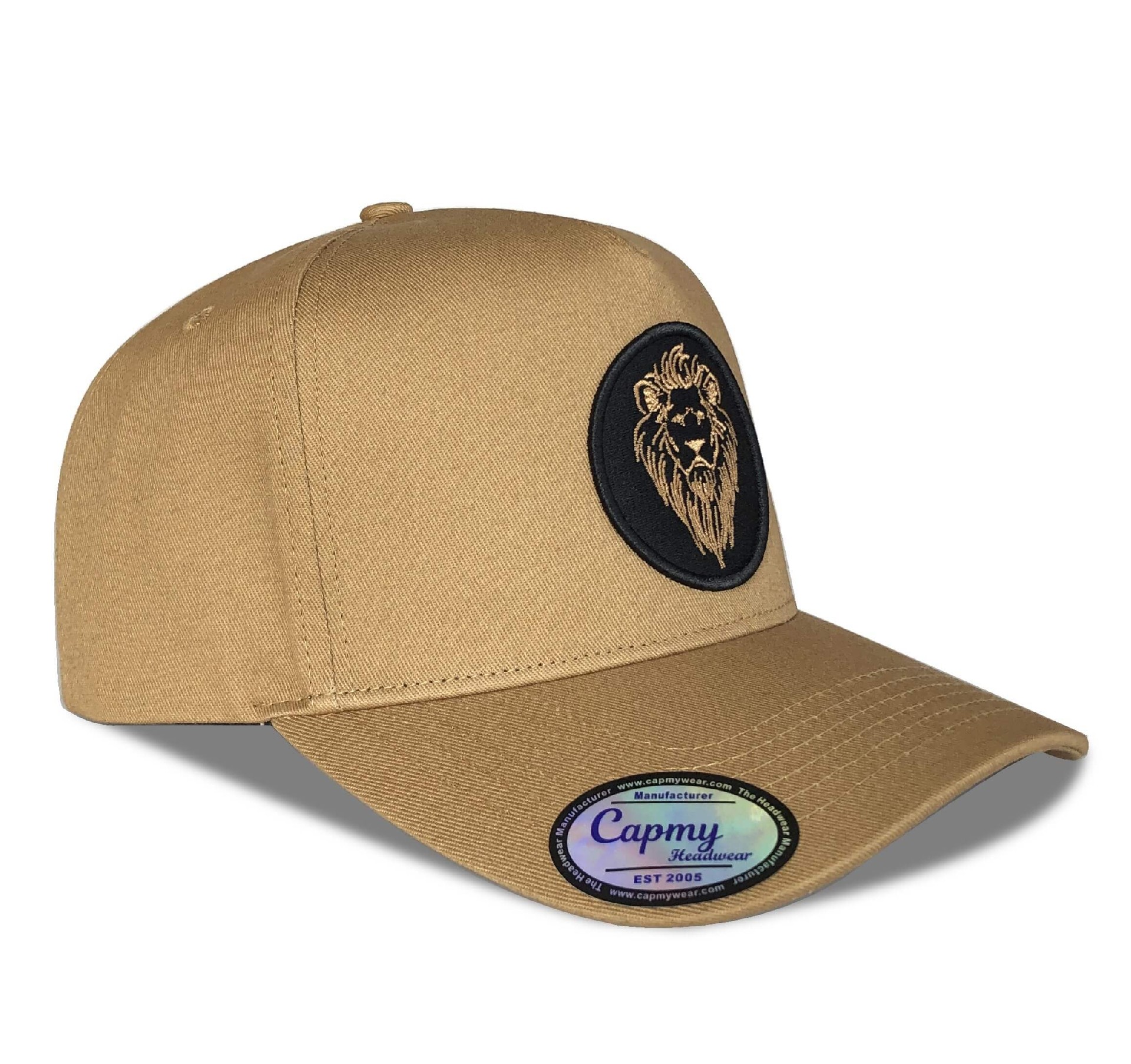 CMC-1132(New Brown 100% Cotton Baseball Hat 3D Embroidery Logo 5 Panel A Frame Baseball Cap Supplier)