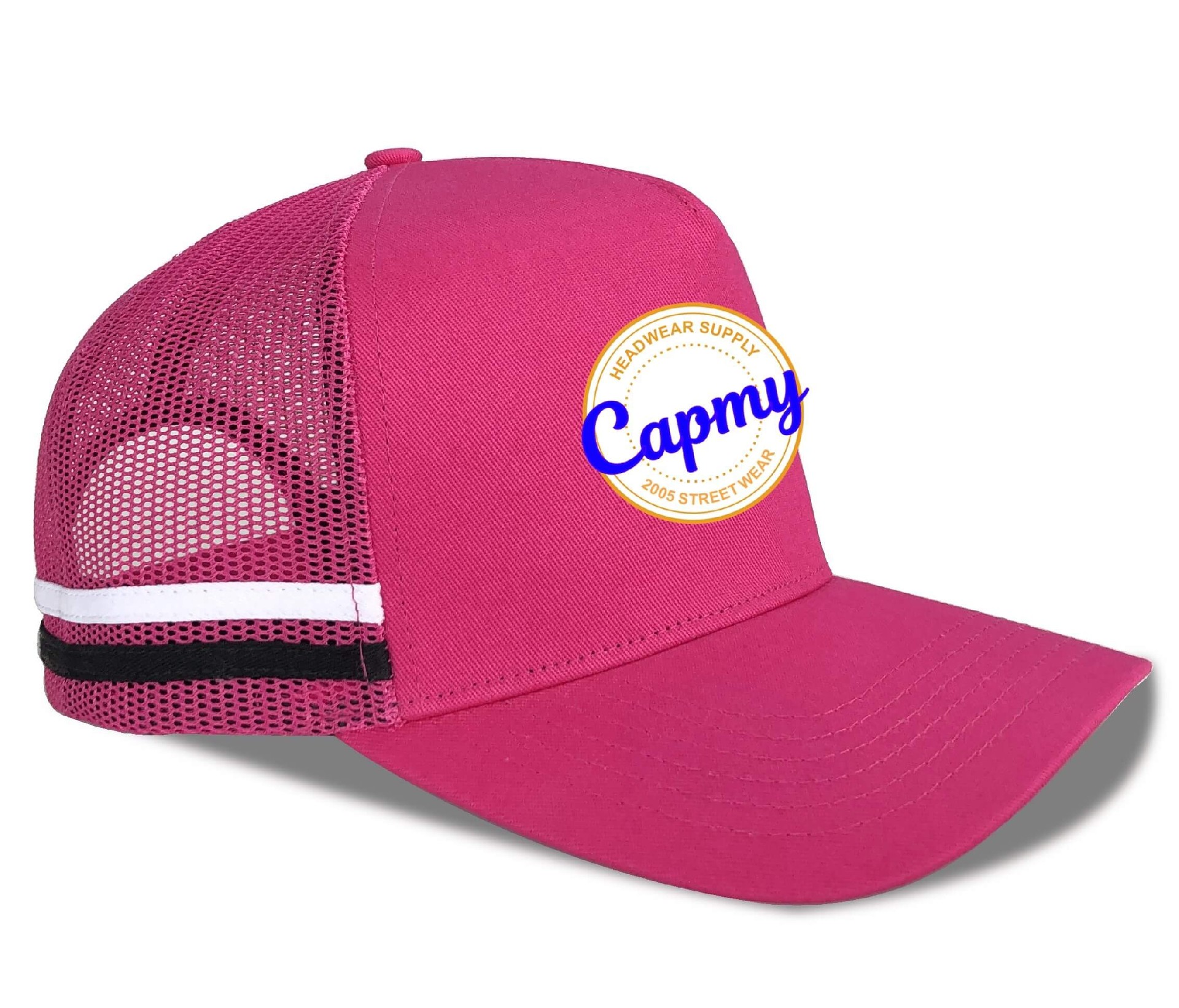 CTC-3010(Australia Country Trucker Caps 3D Custom Embroidery Logo 5 Panel High Profile Pink Trucker Cap Hat)