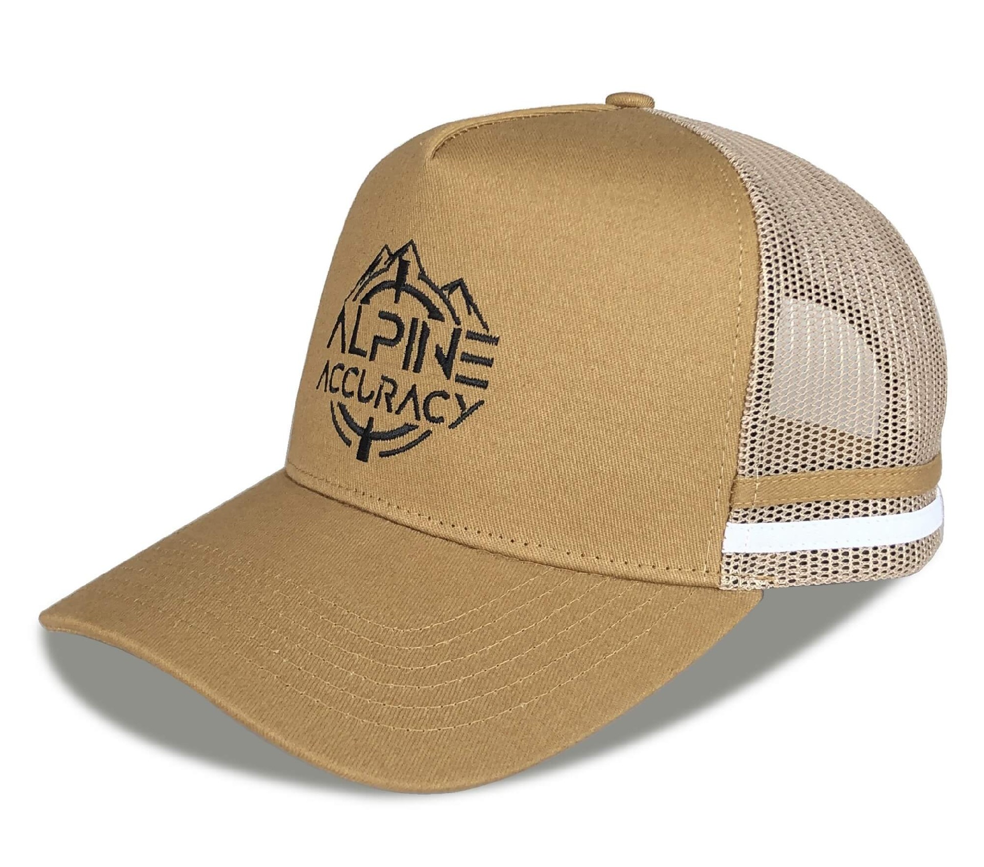 CTC-3014(Hot Selling Australian Country Trucker Caps Deep Crown 5 Panel 2 Stripes Side Striped Hat Brown Trucker Hat)
