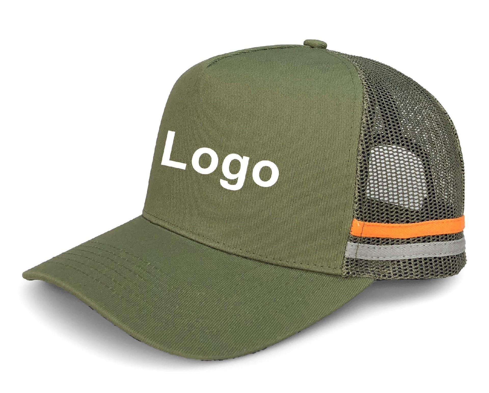 CTC-3018(Hot Selling Australian Country Trucker Caps High Profile 5 Panel 2 Stripes Side Striped Hat Olive Green Trucker Hat)