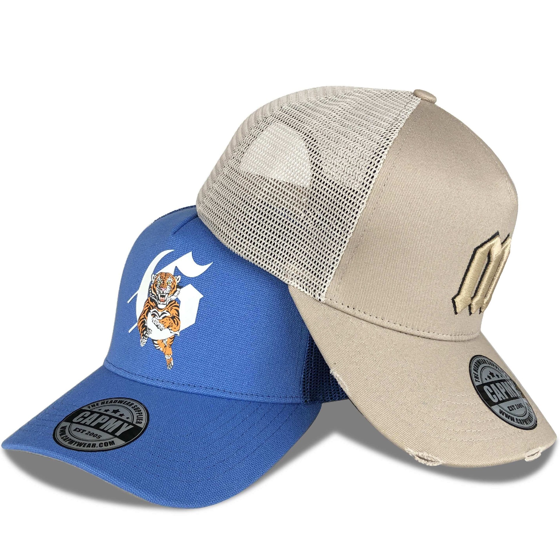 CMC-3101( Wholesale Embroidery Logo Logo Men Sports 5 Panel Distressed Rip Vintage Mesh Trucker Cap Hat Manufacturer)