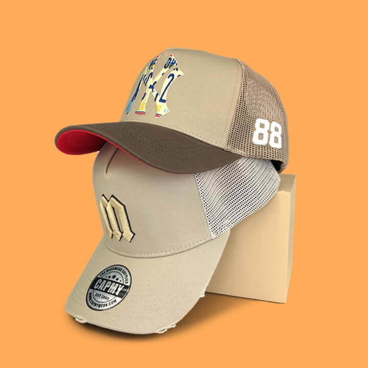 CMC-3113(Wholesale Embroidered Logo Caps For Men Vintage Distressed Rip Mesh Sports Trucker Hat)