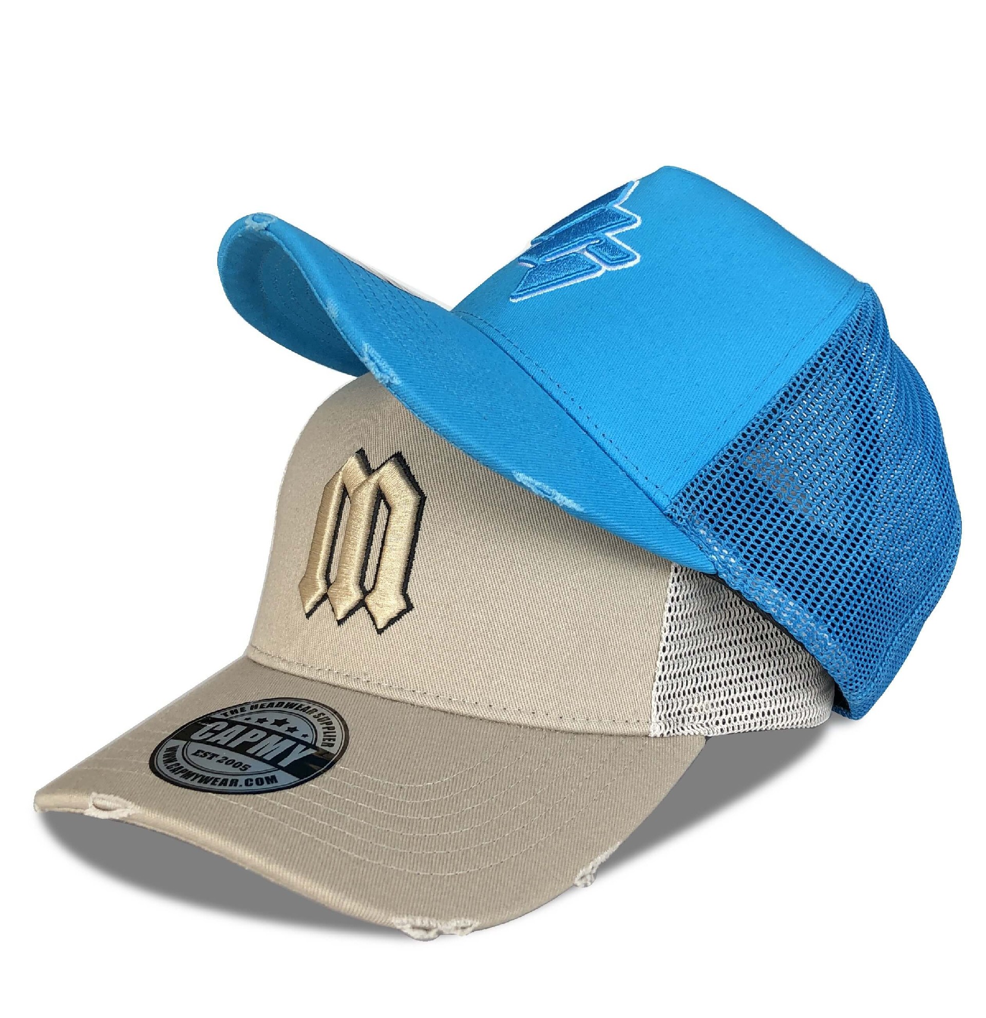 CMC-3121(Customized 5 Panel 3D Embroidery Baseball Hats Outdoor Sports Distressed Rip Vintage Trucker Hats Factory)