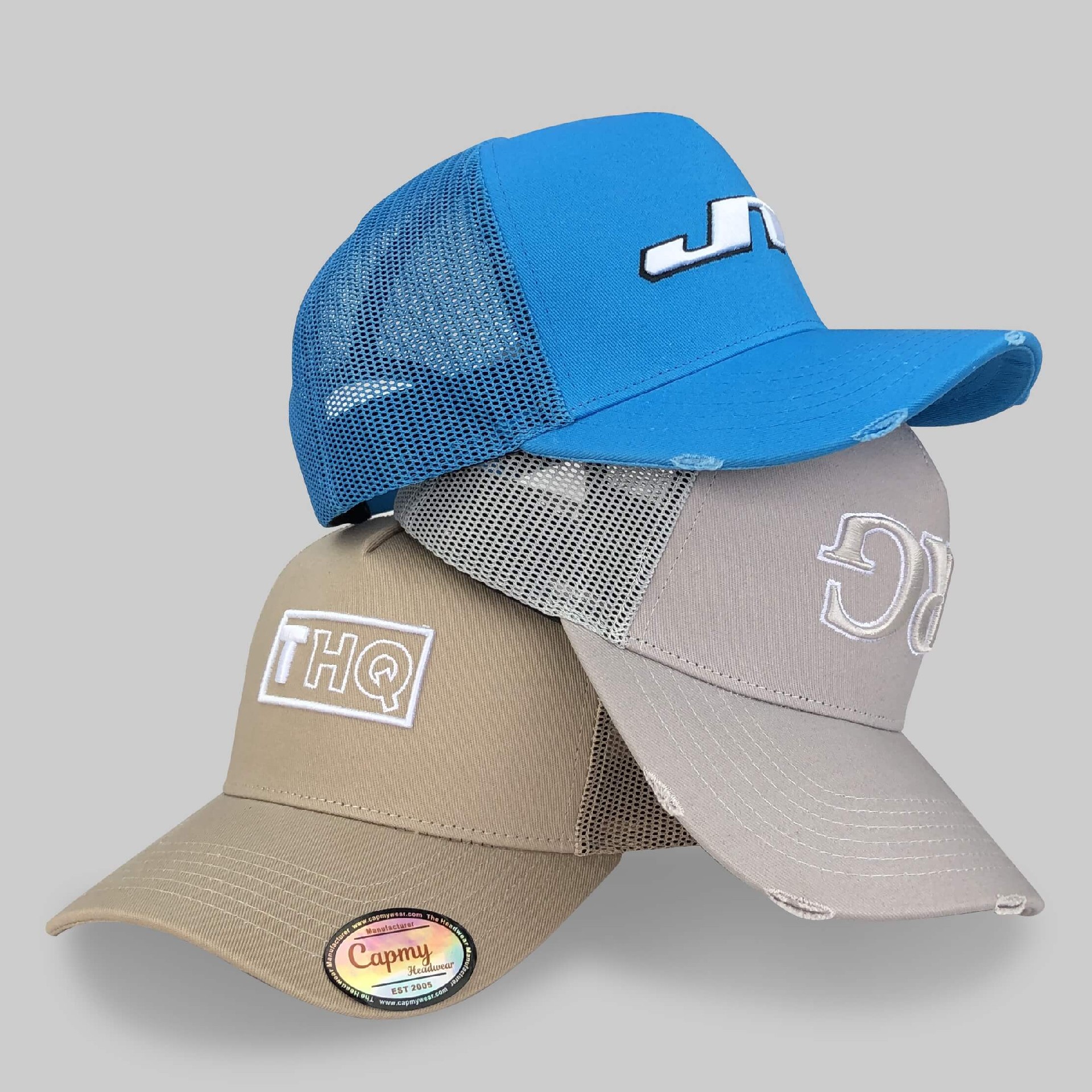 CMC-3130(Wholesale Distressed Trucker Hats 3D Embroidered Vintage Rip Mesh Baseball Caps)